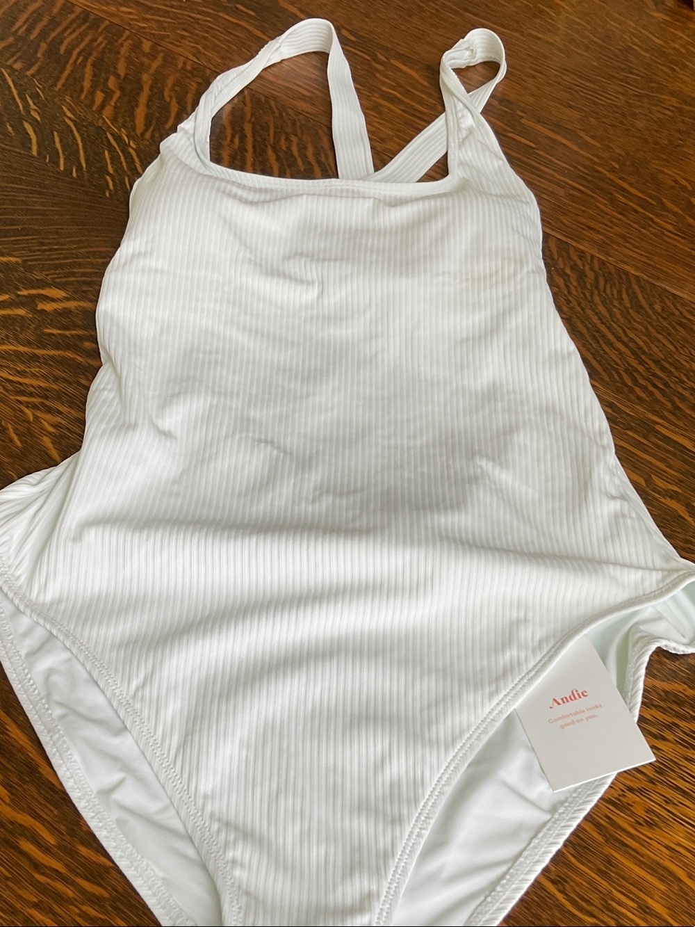 Andie White Ribbed One-Piece Swimsuit
